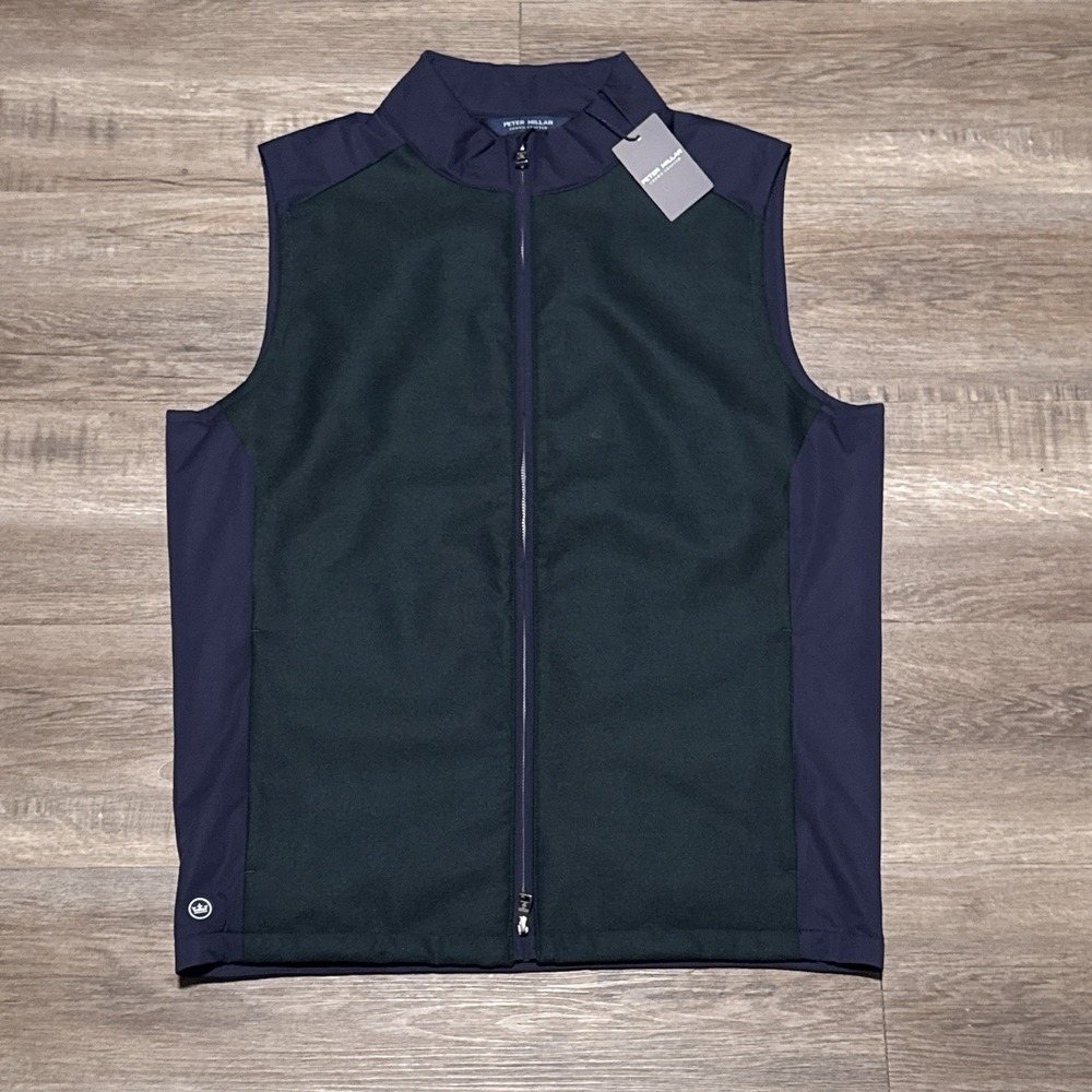 Peter Millar Crown Crafted Men's Medium Lacinato Green Blue Cambridge Wool Vest